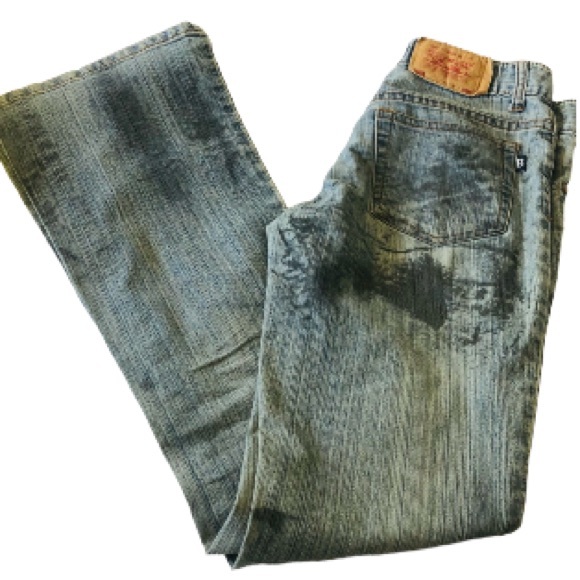 🌞The Beans Jeans Norway vintage blue/black gray distressed boot cut women EU 36
